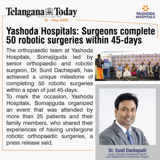 Yashoda Hospitals Surgeons complete 50 robotic surgeries within 45-days