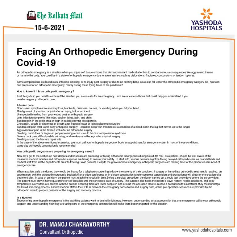 What to do for an Orthopedic emergency during Covid pandemic?