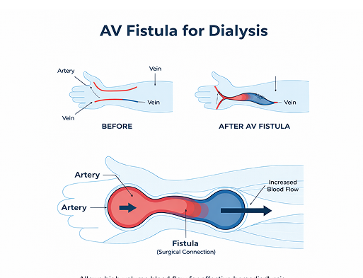 Av Fistula before and after illustration