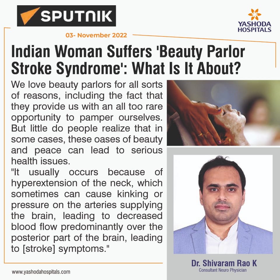 A 50-year-old Hyderabad woman was getting a hair treatment when she unexpectedly suffered a stroke.