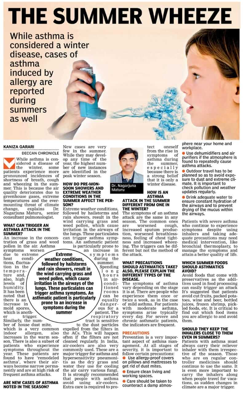 Take care of asthma in summer - Dr Nagarjuna Maturu consultant pulmonologist